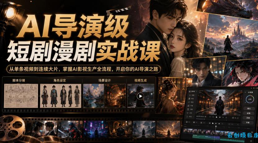 AI导演级短剧漫剧实战课,从单条视频到连续大片,掌握AI影视生产全流程,开启你的AI导演之路!-云创项目库