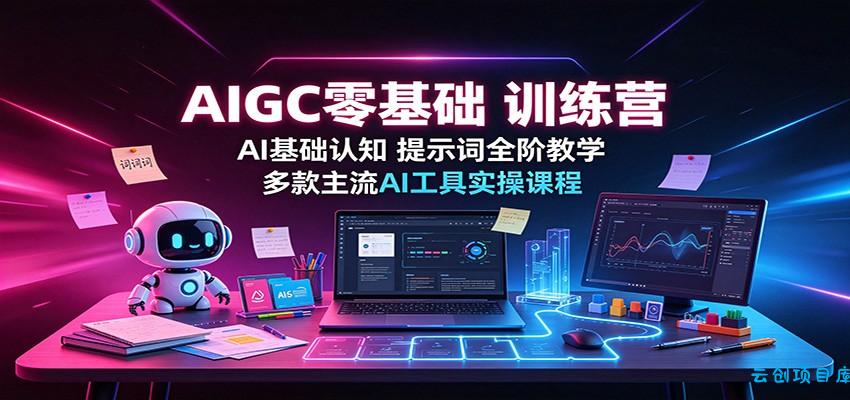AIGC零基础训练营:AI基础认知,提示词全阶教学,多款主流AI工具实操课程-云创项目库