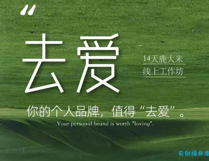 去爱14天鹿大米线上工作坊,你的个人品牌,值得“去爱”-云创项目库