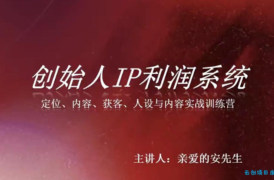 创始人IP利润系统8月训练营，定位、内容、获客、人设与内容实战训练营-云创项目库