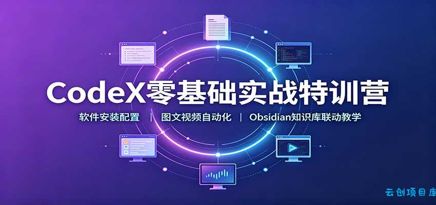 CodeX零基础实战特训营:软件安装配置,图文视频自动化,Obsidian知识库联动教学-云创项目库