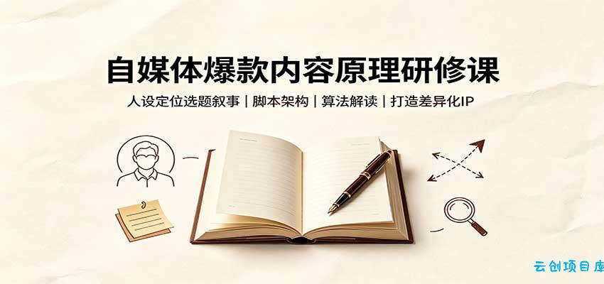 自媒体爆款内容原理研修课:人设定位选题叙事,脚本架构,算法解读打造差异化IP-云创项目库