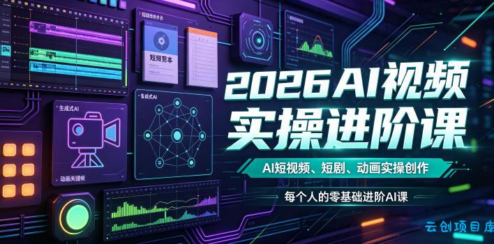2026AI视频实操进阶课,AI短视频、短剧、动画实操创作,每个人的零基础进阶ai课(更新0825)