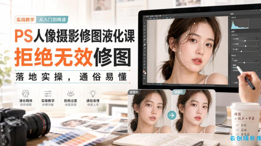 PS人像摄影修图液化课，拒绝无效修图，落地实操，通俗易懂-云创项目库