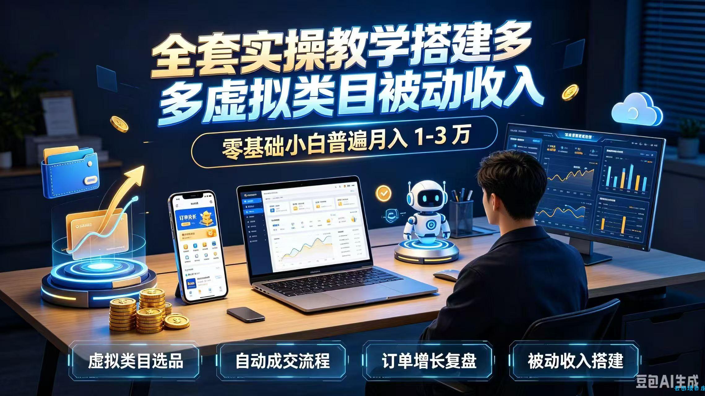 全套实操教学搭建多多虚拟类目被动收入，零基础小白普遍月入 1-3 万-云创项目库