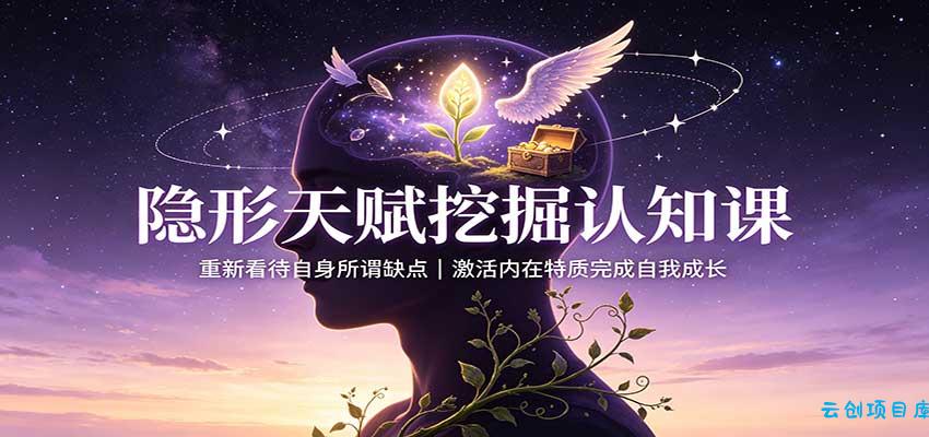 隐形天赋挖掘认知课:重新看待自身所谓缺点,激活内在特质完成自我成长-云创项目库