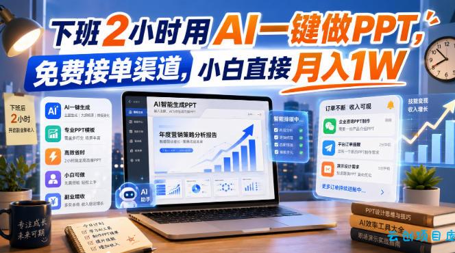 下班2小时用AI一键做PPT,免费接单渠道,小白直接月入1W【揭秘】