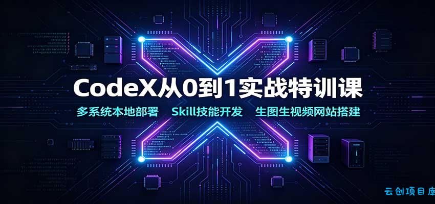 CodeX从0到1实战特训课:多系统本地部署,Skill技能开发,生图生视频网站搭建-云创项目库