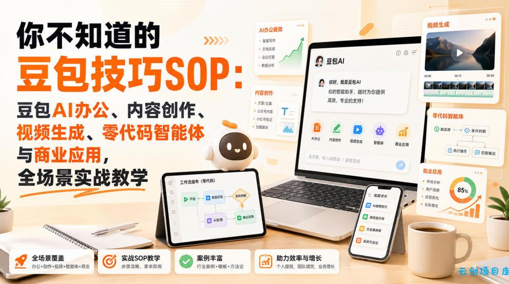 你不知道的豆包技巧SOP：豆包AI办公、内容创作、视频生成、零代码智能体与商业应用，全场景实战教学-云创项目库