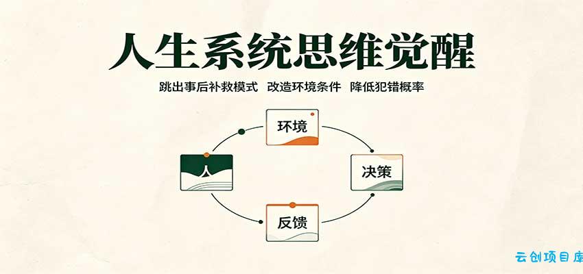 人生系统思维觉醒：跳出事后补救模式，改造环境条件，降低犯错概率-云创项目库