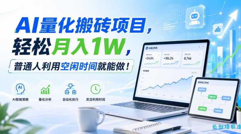 AI量化搬砖项目，轻松月入1W，普通人利用空闲时间就能做！【揭秘】-云创项目库