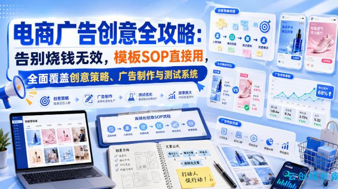 电商广告创意全攻略:告别烧钱无效,模板SOP直接用,全面覆盖创意策略、广告制作与测试系统【原创双语字幕】