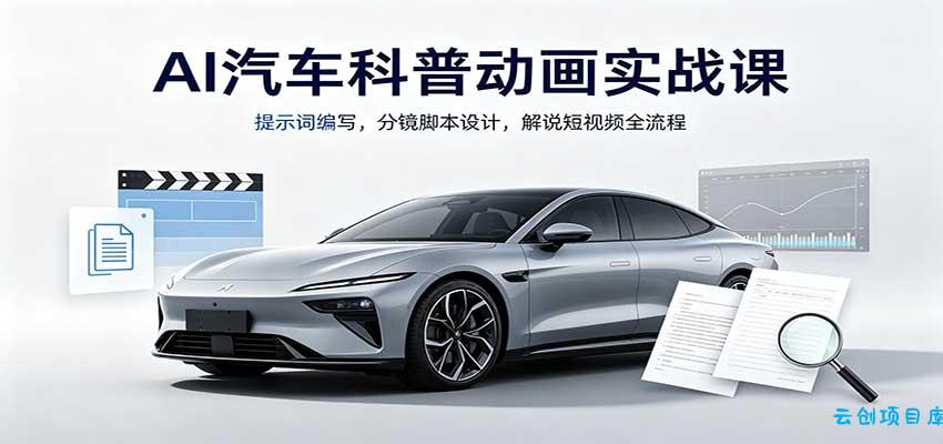 AI汽车科普动画实战课：提示词编写，分镜脚本设计，解说短视频全流程-云创项目库
