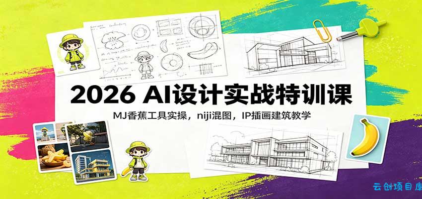 2026 AI设计实战特训课：MJ香蕉工具实操，niji混图，IP插画建筑教学-云创项目库
