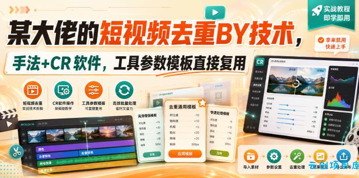 某大佬的短视频去重搬运技术,手法+CR软件,工具参数模板直接复用