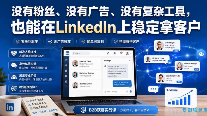 没有粉丝、没有广告、没有复杂工具,也能在LinkedIn上稳定拿客户【原创双语字幕】