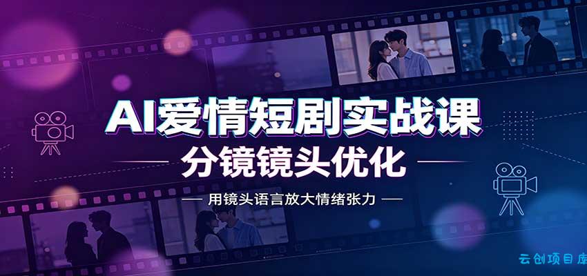 AI爱情短剧实战课：故事剧本创作，分镜镜头优化，智能体提示词-云创项目库
