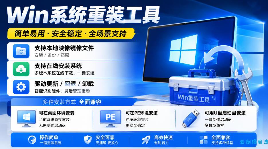 Win系统重装工具,支持本地映像镜像文件安装备份,简单易用-安全稳定-全场景支持