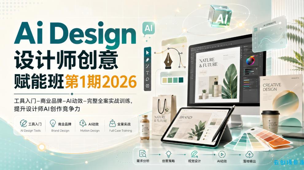 Ai Design设计师创意赋能班第1期2026|工具入门‑商业品牌‑AI动效‑完整全案实战训练,提升设计师AI创作竞争力