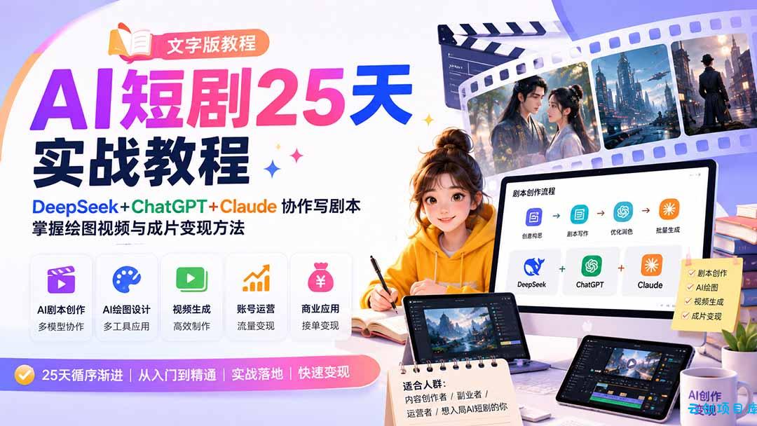 AI短剧25天实战教程(文字版教程-云创项目库