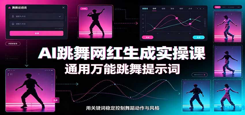 AI跳舞网红生成实操课：通用万能跳舞提示词，多模型适配，人物舞蹈视频制作全套教学-云创项目库