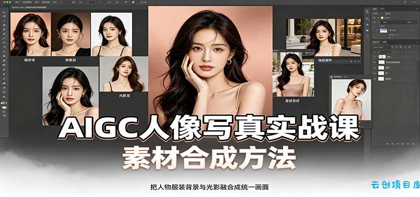 AIGC人像写真实战课：软件平台部署筹备，素材合成方法，多题材写真案例-云创项目库