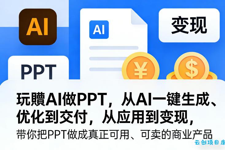 玩賺AI做PPT,从AI一键生成、优化到交付,从应用到变现,带你把PPT做成真正可用、可卖的商业产品(更新0904)