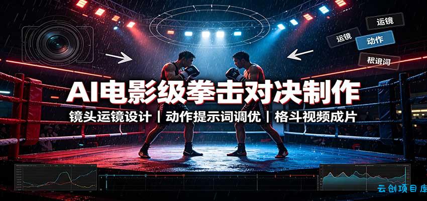 AI电影级拳击对决制作：镜头运镜设计，动作提示词调优，格斗视频成片-云创项目库