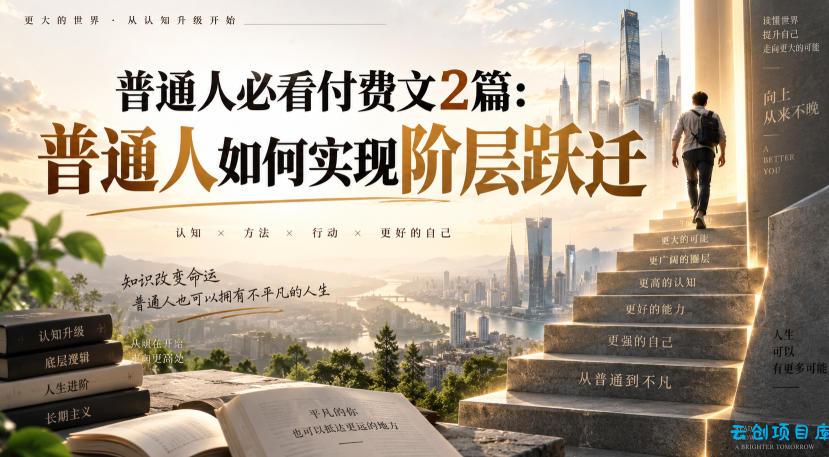普通人必看付费文2篇:普通人如何实现阶层跃迁