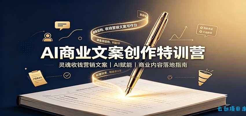 AI商业文案创作特训营：灵魂收钱营销文案，AI赋能，商业内容落地指南-云创项目库