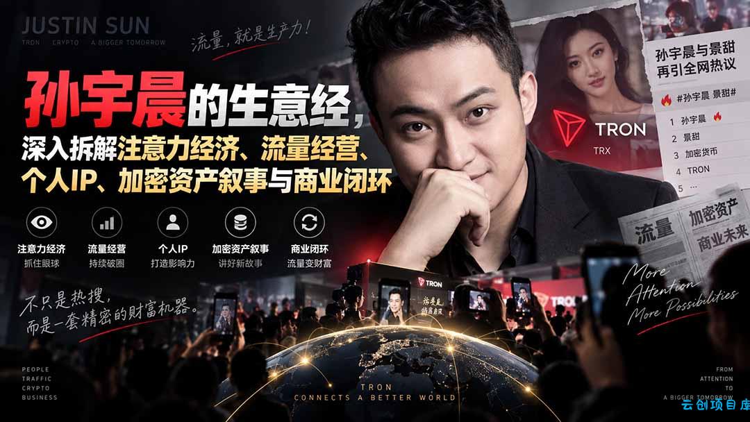 某星球精华文章——孙宇晨的生意经，深入拆解注意力经济、流量经营、个人IP、加密资产叙事与商业闭环-云创项目库