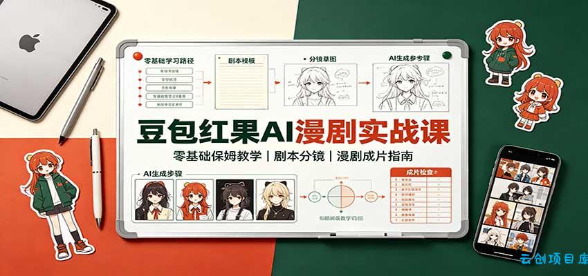 豆包红果AI漫剧实战课：零基础保姆教学，剧本分镜，漫剧成片指南-云创项目库