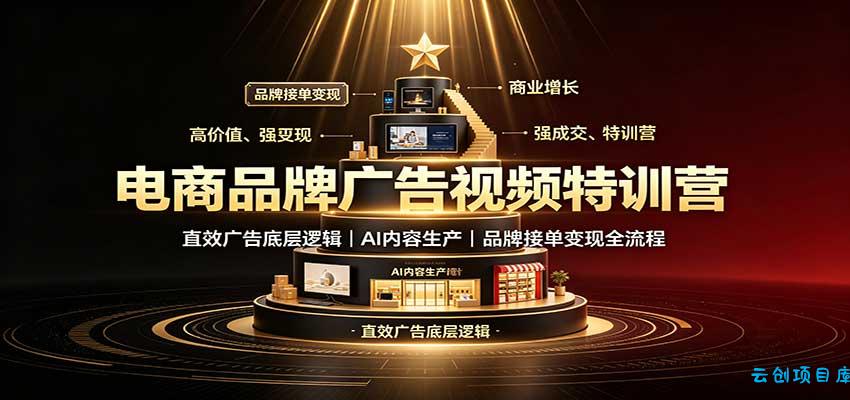 电商品牌广告视频特训：直效广告底层逻辑，AI内容生产，品牌接单变现全流程-云创项目库