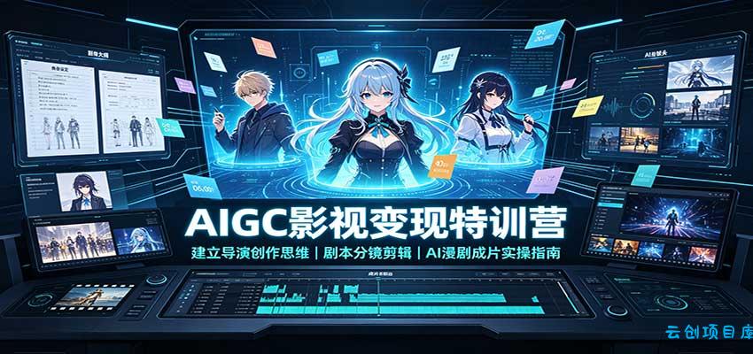 AIGC影视变现特训营：建立导演创作思维，剧本分镜剪辑，AI漫剧成片实操指南-云创项目库