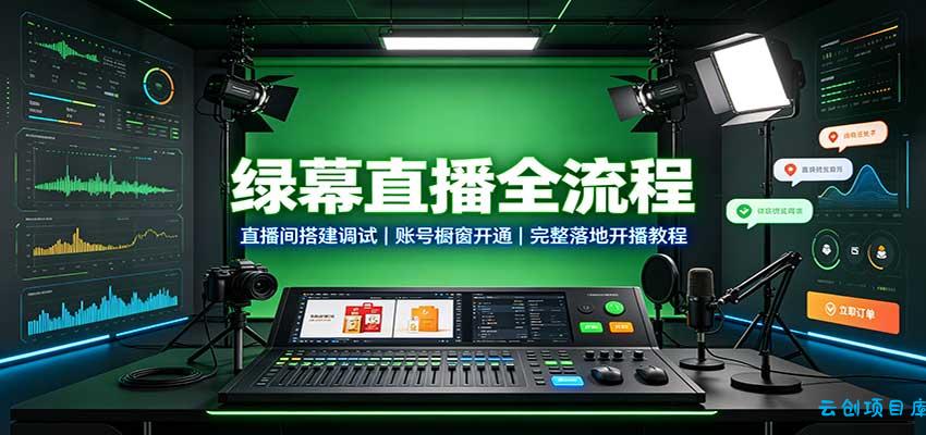 绿幕直播全流程：直播间搭建调试，账号橱窗开通，完整落地开播教程-云创项目库