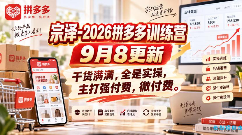 宗泽-2026拼多多训练营9月8更新，干货满满，全是实操，主打强付费，微付费-云创项目库