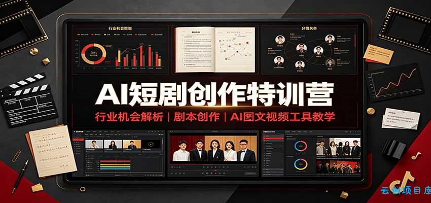 AI短剧创作特训营：行业机会解析，剧本创作，AI图文视频工具教学(文字版)-云创项目库