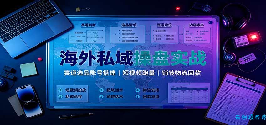 海外私域操盘实战：赛道选品账号搭建，短视频跑量，销转物流回款-云创项目库