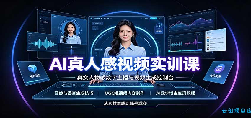 AI真人感视频实训课：图像语音生成，UGC内容制作，AI数字博主变现教程-云创项目库