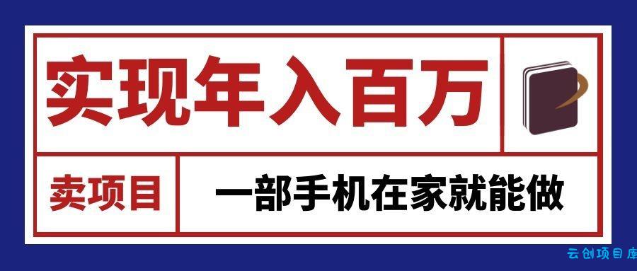 通过网创平台“卖项目”实现年入百万，一部手机在家就能做！-云创项目库