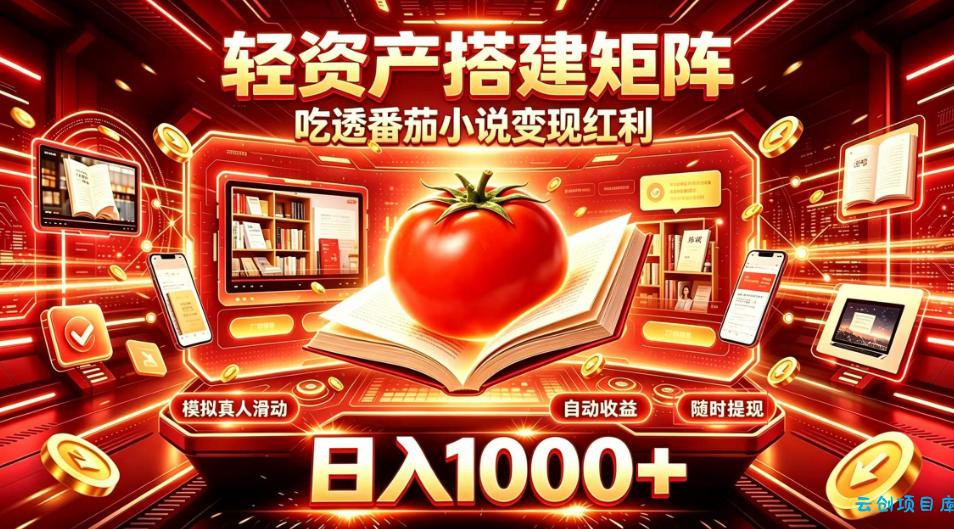 轻资产搭建矩阵，吃透番茄小说变现红利，日入1000+，支持无限矩阵放大【揭秘】-云创项目库