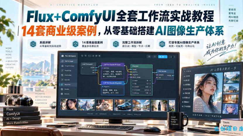 Flux+ComfyUI全套工作流实战教程｜14套商业级案例，从零基础搭建AI图像生产体系-云创项目库