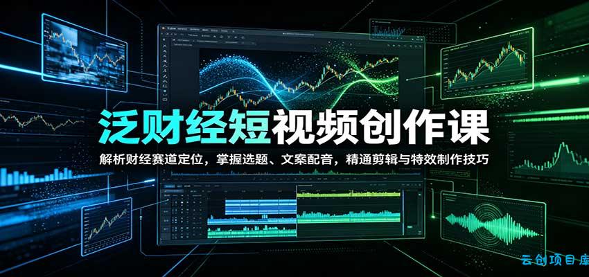泛财经短视频创作课：解析财经赛道定位，掌握选题、文案配音，精通剪辑与特效制作技巧-云创项目库