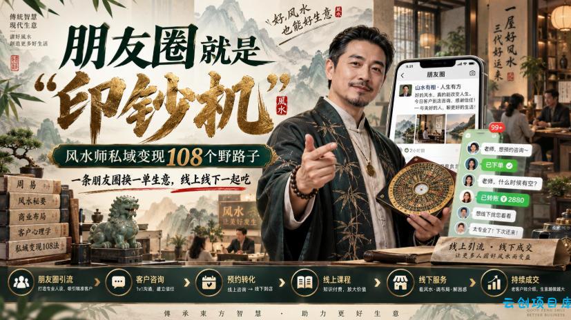 朋友圈就是“印钞机”,风水师私域变现108个野路子,一条朋友圈换一单生意,线上线下一起吃【文档】