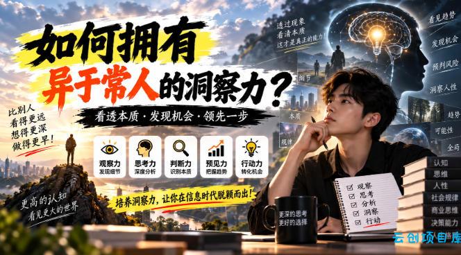 某公众号付费文章：如何拥有异于常人的洞察力？-云创项目库