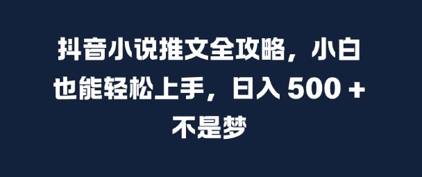 抖音小说推文全攻略，小白也能轻松上手，日入 5张+ 不是梦【揭秘】-云创项目库