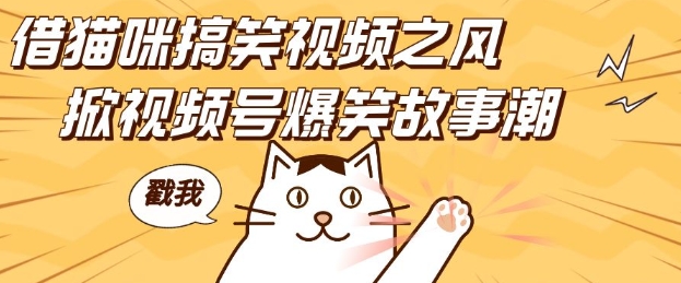 借猫咪搞笑视频之风，掀视频号爆笑故事潮，轻松日入四位数，无门槛快速入门!-云创项目库