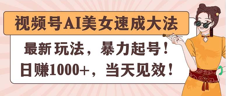 视频号AI美女速成大法，暴力起号，日赚1000+，当天见效-云创项目库
