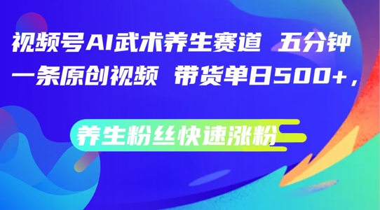 视频号AI武术养生赛道，五分钟一条原创视频，带货单日几张，养生粉丝快速涨粉【揭秘】-云创项目库