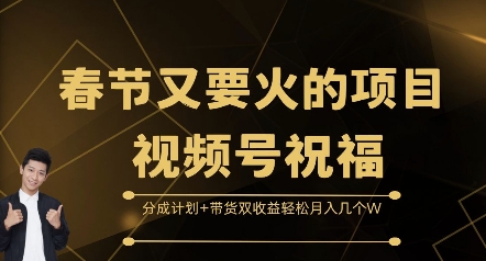 春节又要火的项目视频号祝福，分成计划+带货双收益，轻松月入几个W【揭秘】-云创项目库